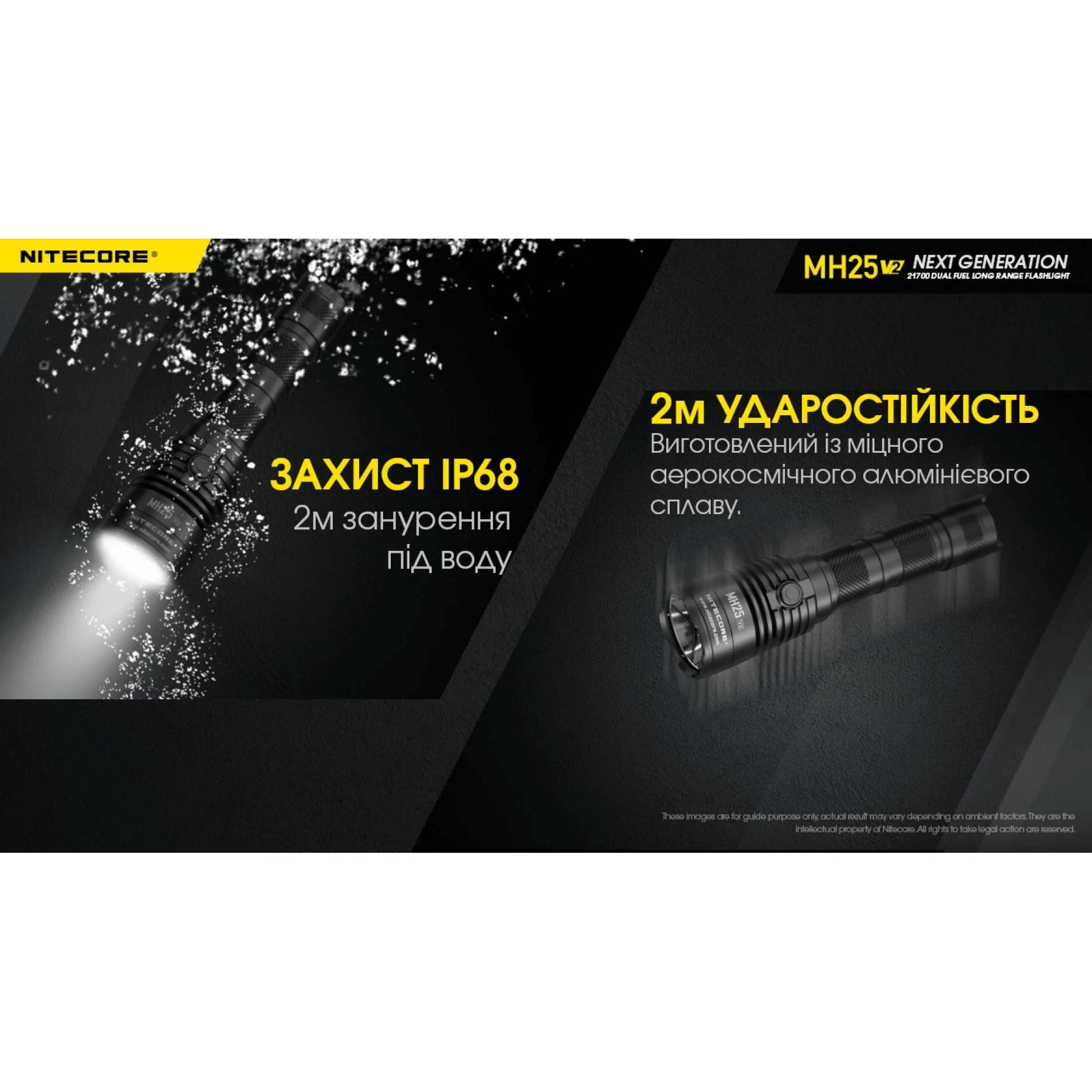 Фонарь тактический Nitecore MH25 V2 (1300 люмен, с аккумулятором) - фото 9