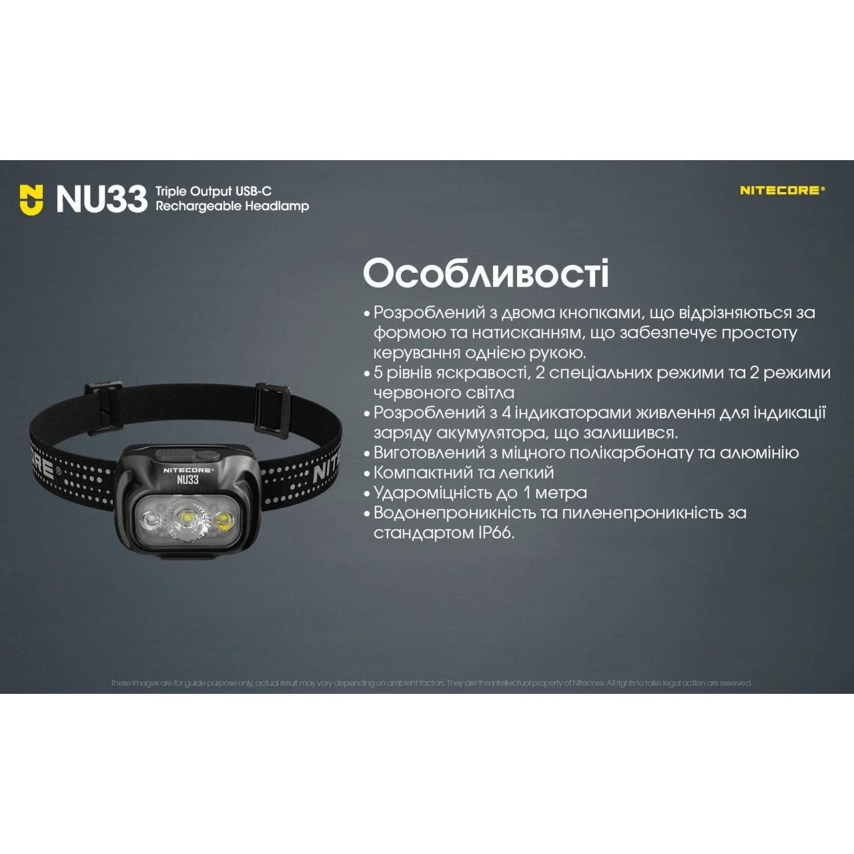 Фонарь налобный Nitecore NU33 (700 люмен, красный свет) - фото 6