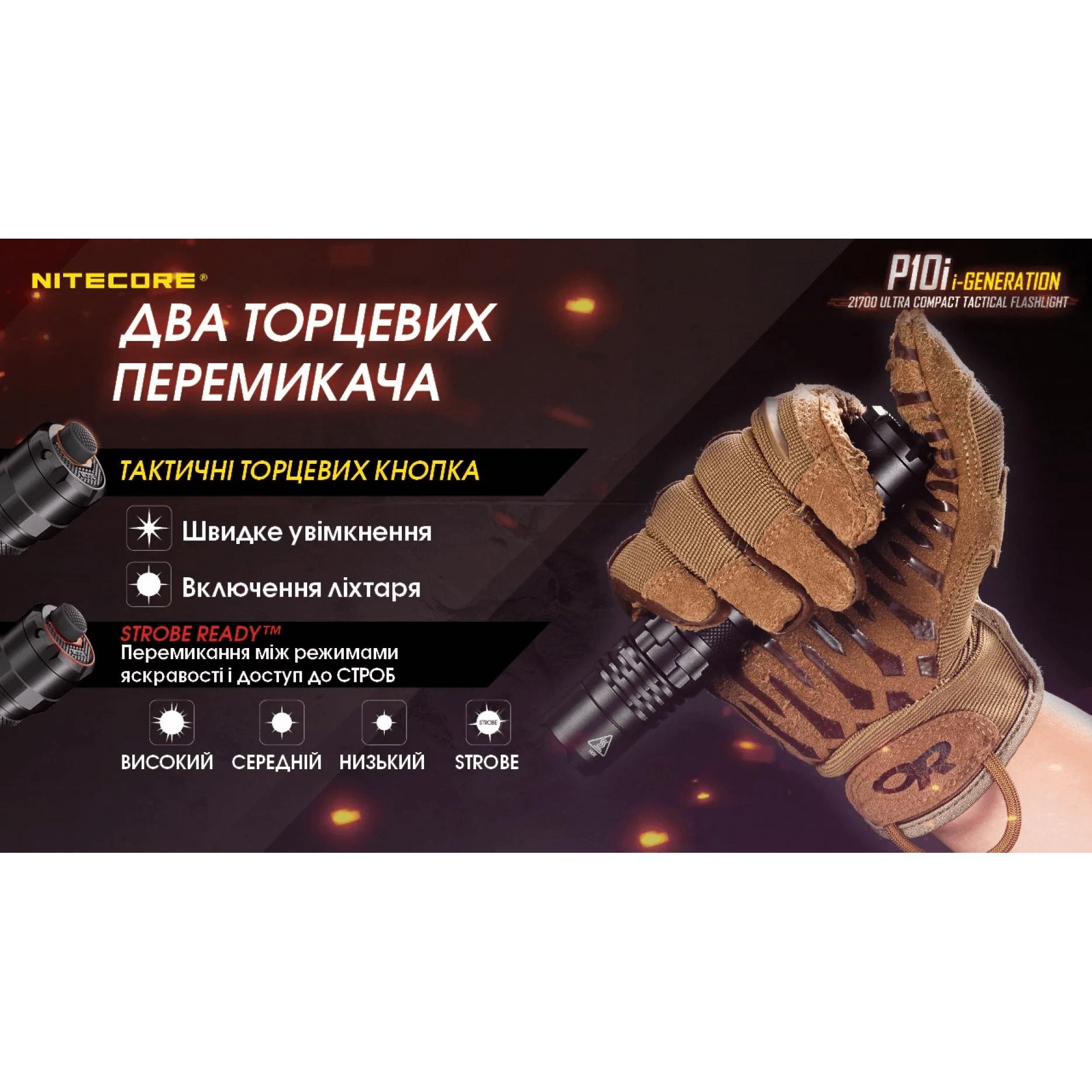 Фонарь тактический Nitecore P10i (Luminus SST-40-W, 1800 люмен, с аккумулятором) - фото 10