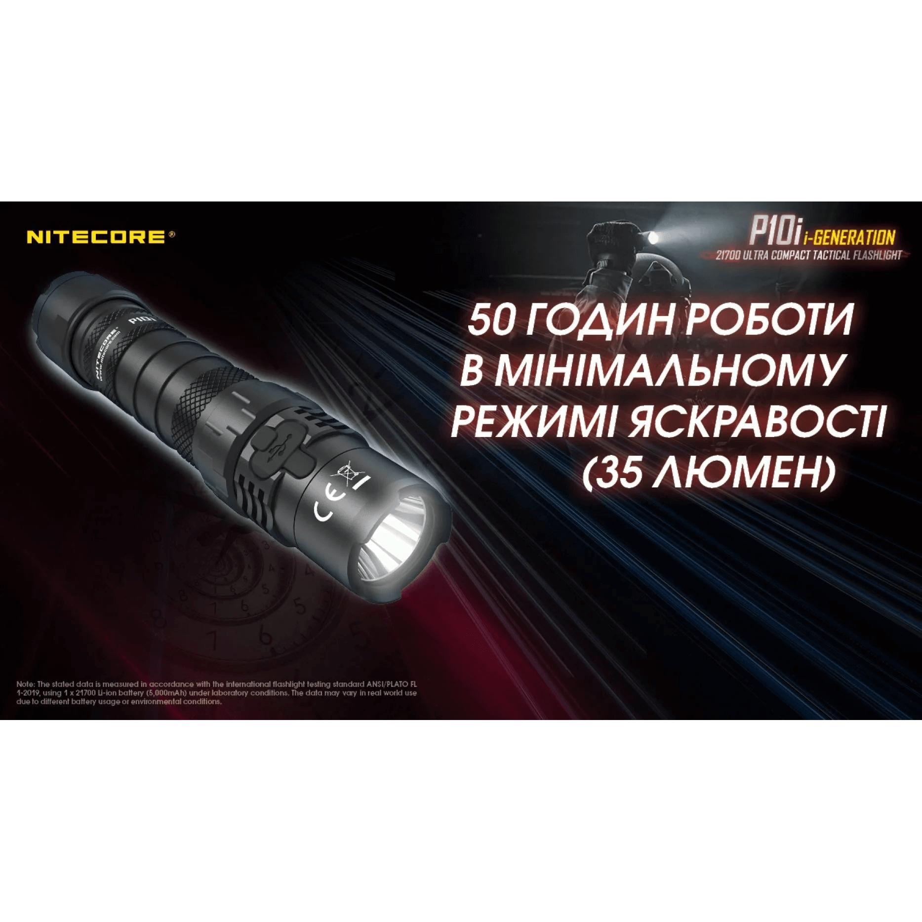 Фонарь тактический Nitecore P10i (Luminus SST-40-W, 1800 люмен, с аккумулятором) - фото 9