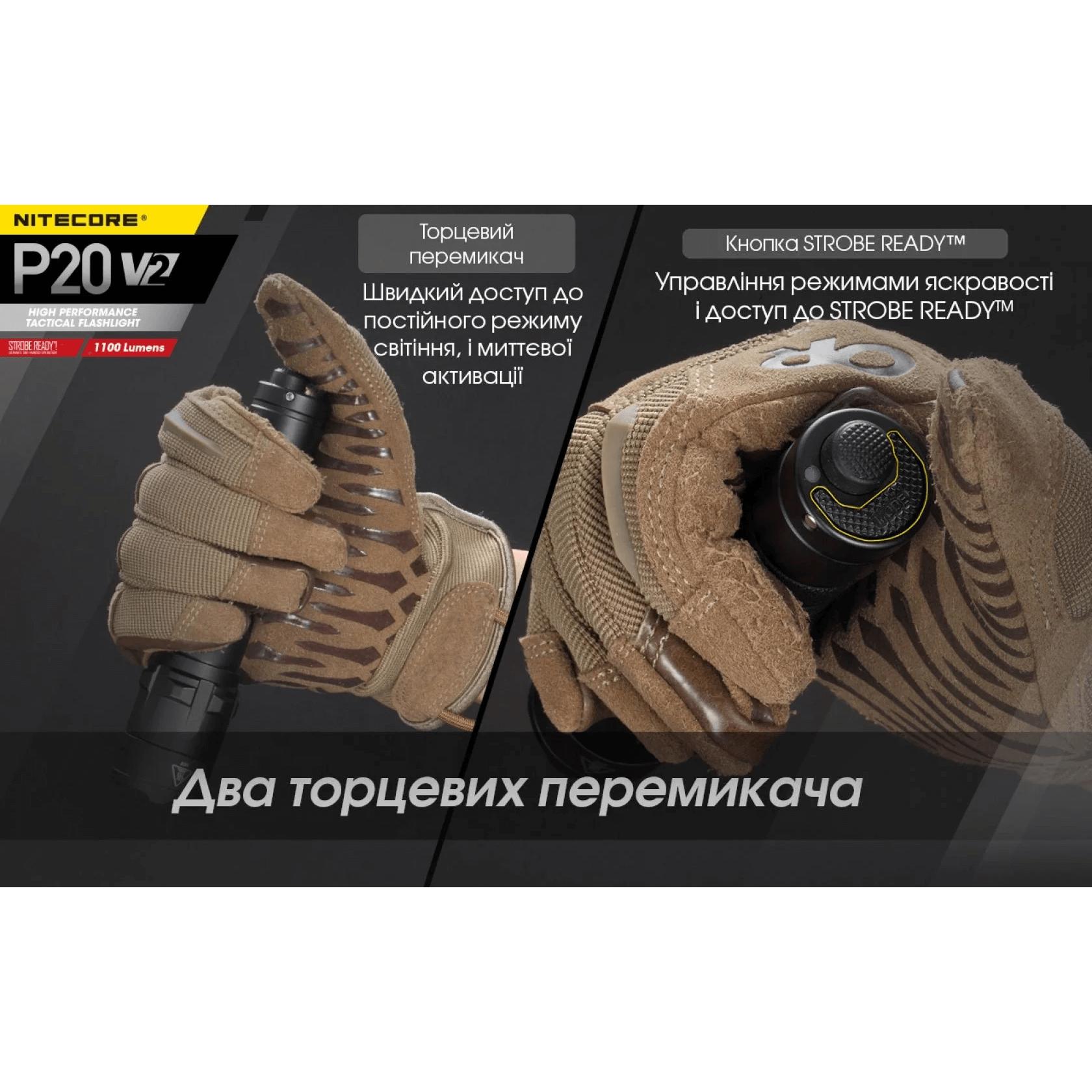 Фонарь тактический Nitecore P20 v2 (Сree  XP-L2 V6, 1100 люмен, без аккумулятора) - фото 10