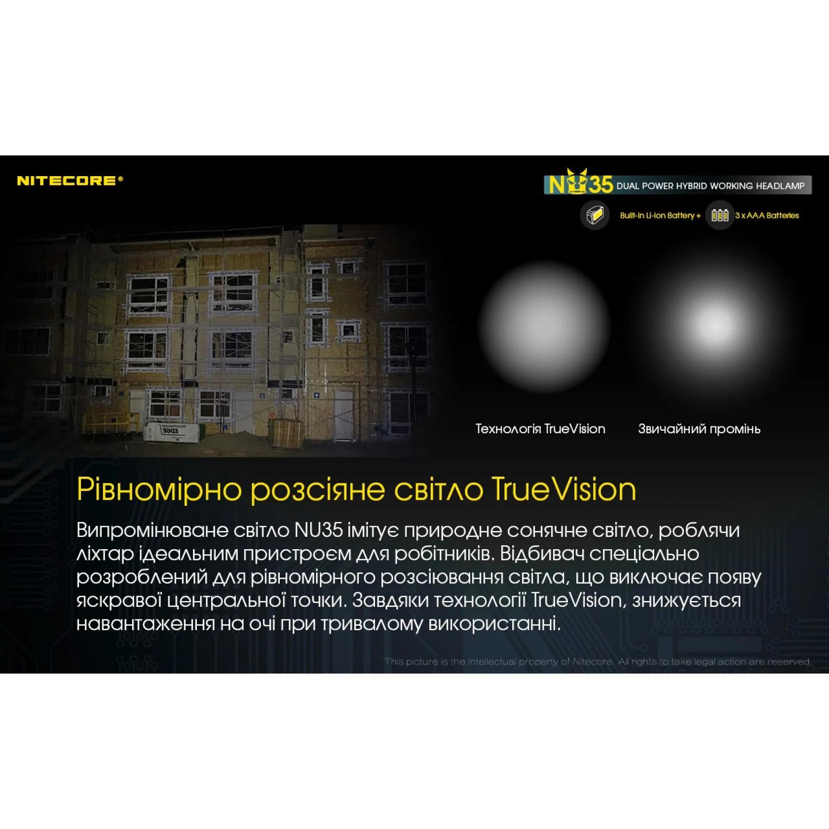 Фонарь налобный Nitecore NU35 (460 люмен, красный свет) - фото 20